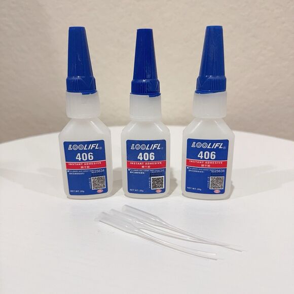 3x Loolifl 406 Instant Adhesive for Rubber and Plastic Glue 20g New - Picture 1 of 9